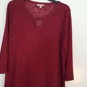 Juicy Couture Misses Top Size Large Fuchsia Color w/ BLING around the neckline